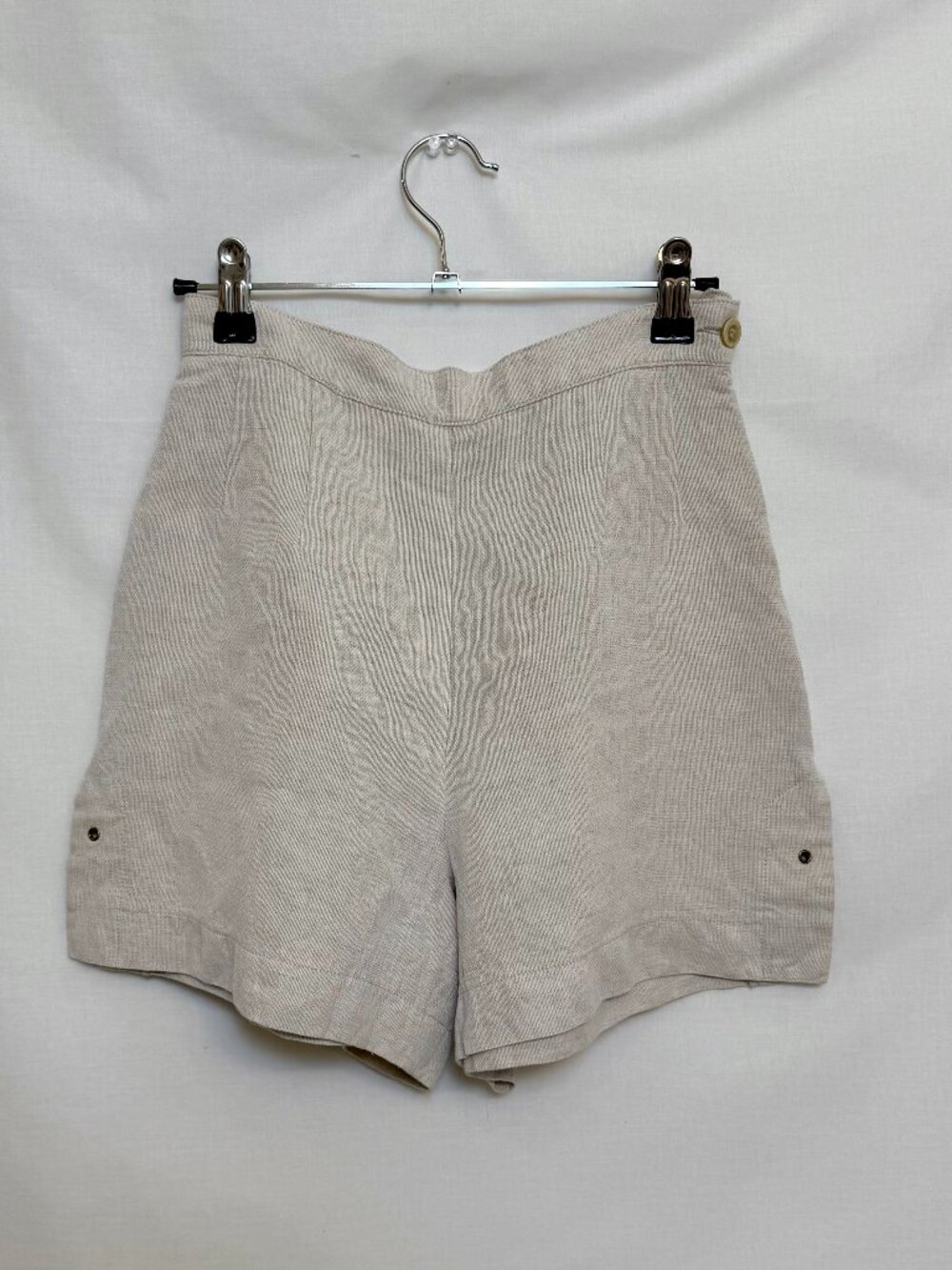 Cream linen high waisted shorts